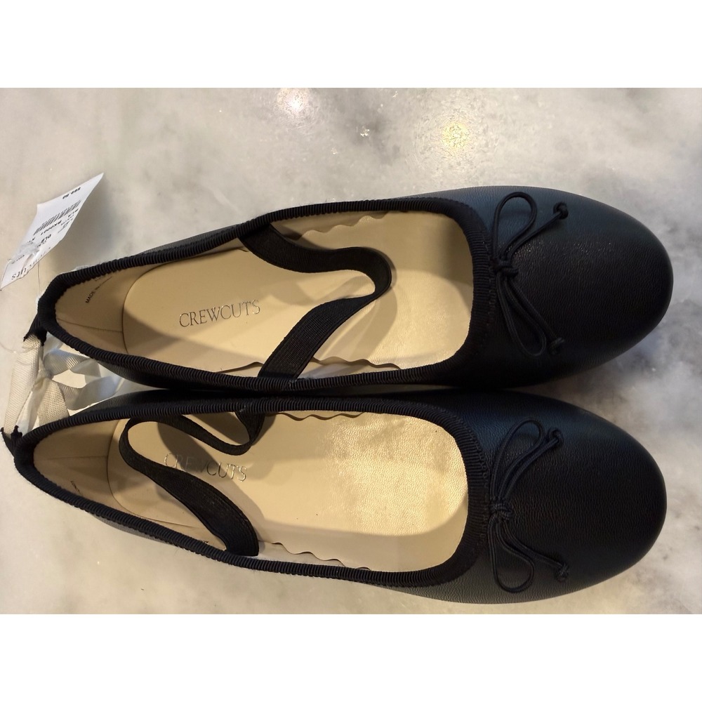 Crewcuts Ballet Flats Girls Size 13 Black Bow Elastic Strap BT667 NEW